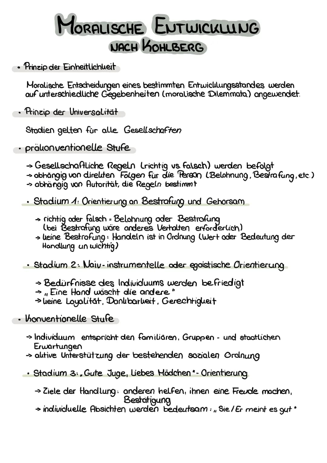 # MORALISCHE ENTWICKLUNG
## NACH KOHLBERG
Stadium 6
Stadium 5
Stadium 4
Stadium 3
Stadium 2
Stadium
1
- Stadium 6: Gewissens- und Prinzipori