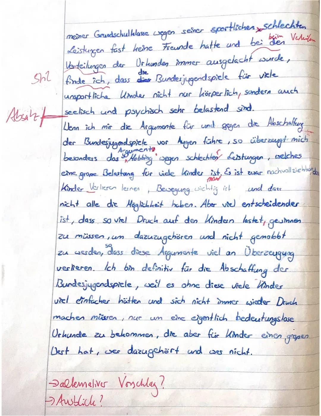 23.10. 19 dialektische Erörterung „sollen die BJS abgeschafft werd
Thema: Die Bundesjugendspiele sollen abgeschafft werden.
Immer wieder h