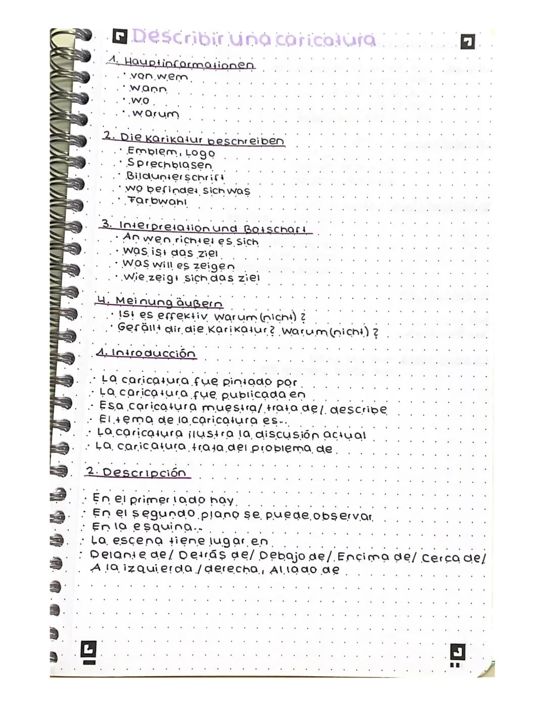 ### 3. Interpretación
**Lo que**
* me llamada la atención
* me choqua
* me sorprende
* me gusia
* es interesante/raro.
**La caricatura cri