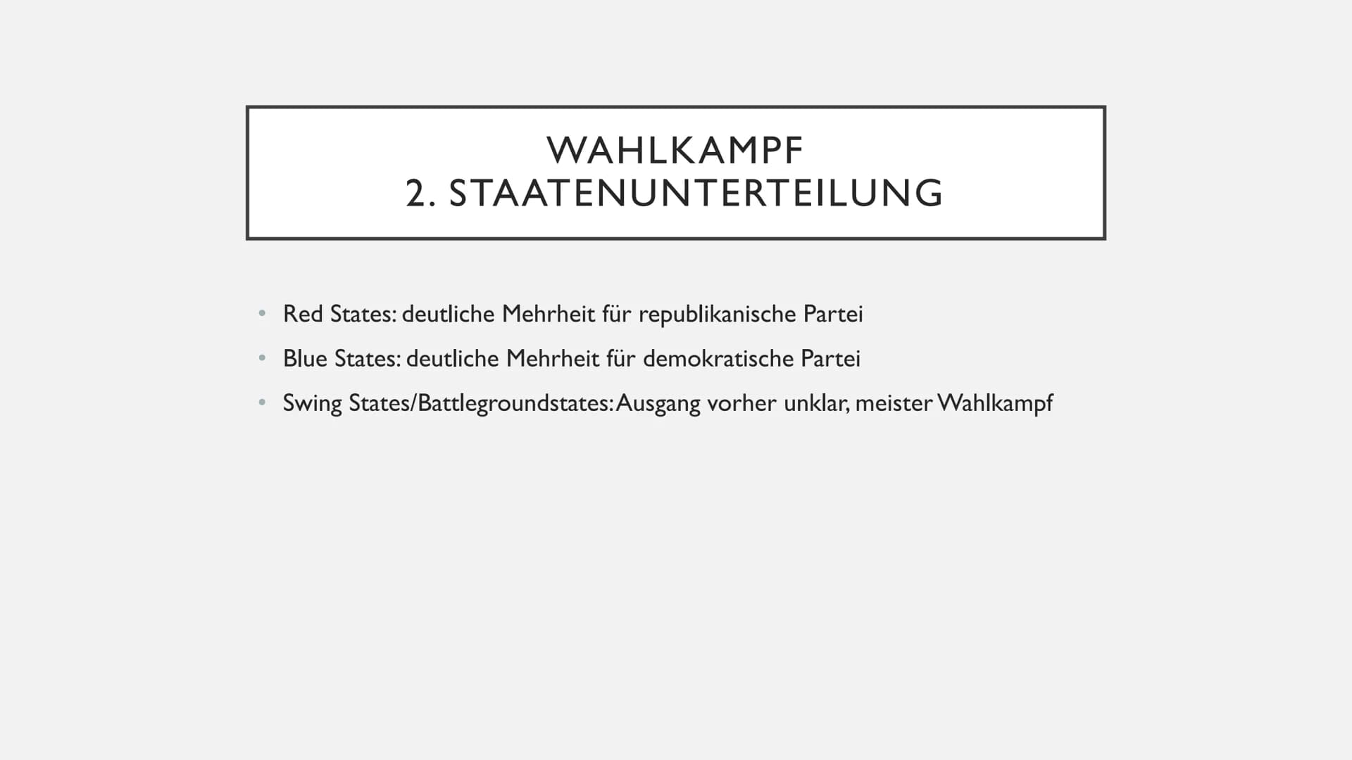 <h2>Einführung</h2>
<p>Die Vereinigten Staaten bestehen aus 50 Bundesstaaten mit insgesamt 328,2 Millionen Einwohnern. Die letzten Wahlen f
