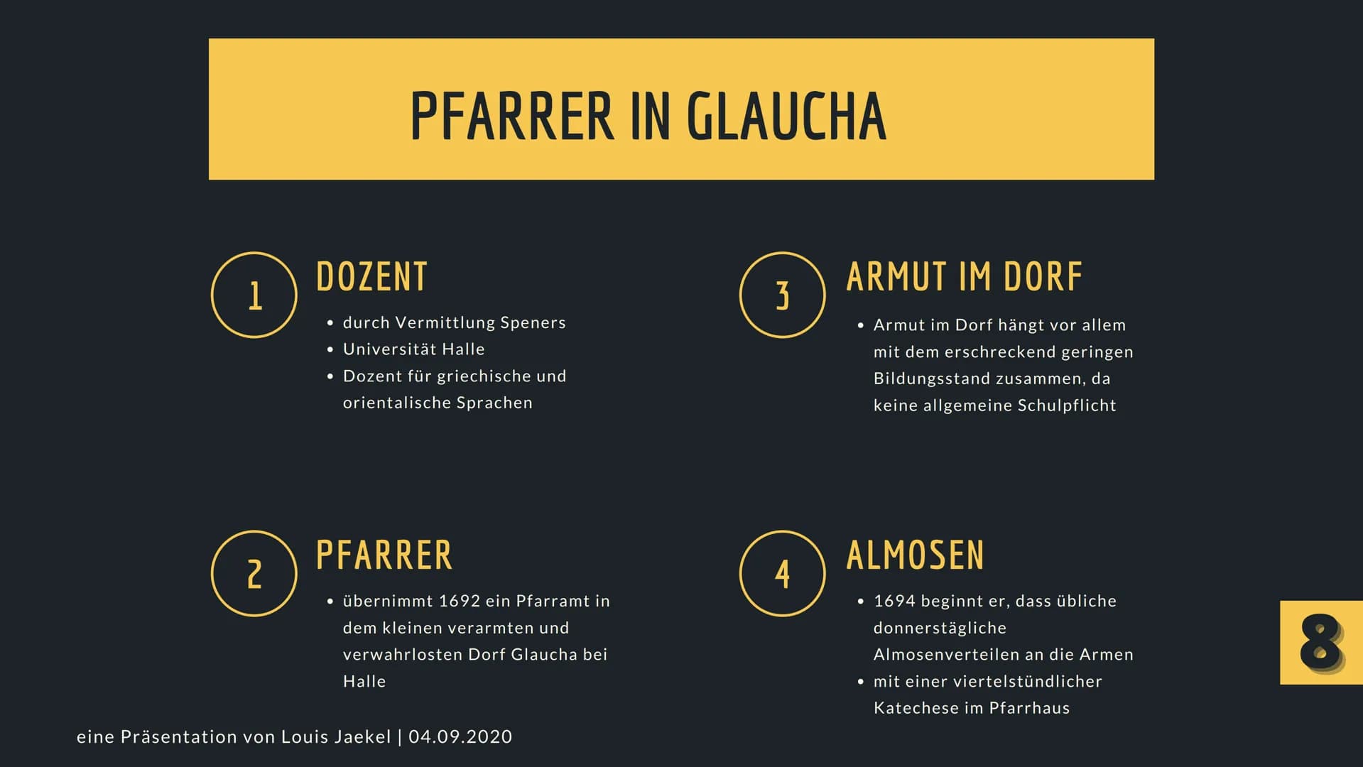LEBEN & GLAUBE - EINE GOTTESERFAHRUNG
AUGUST HERMANN
FRANCKE
Präsentiert von Louis Jaekel # INHALTSVERZEICHNIS
## HEUTIGE THEMEN
* Der P