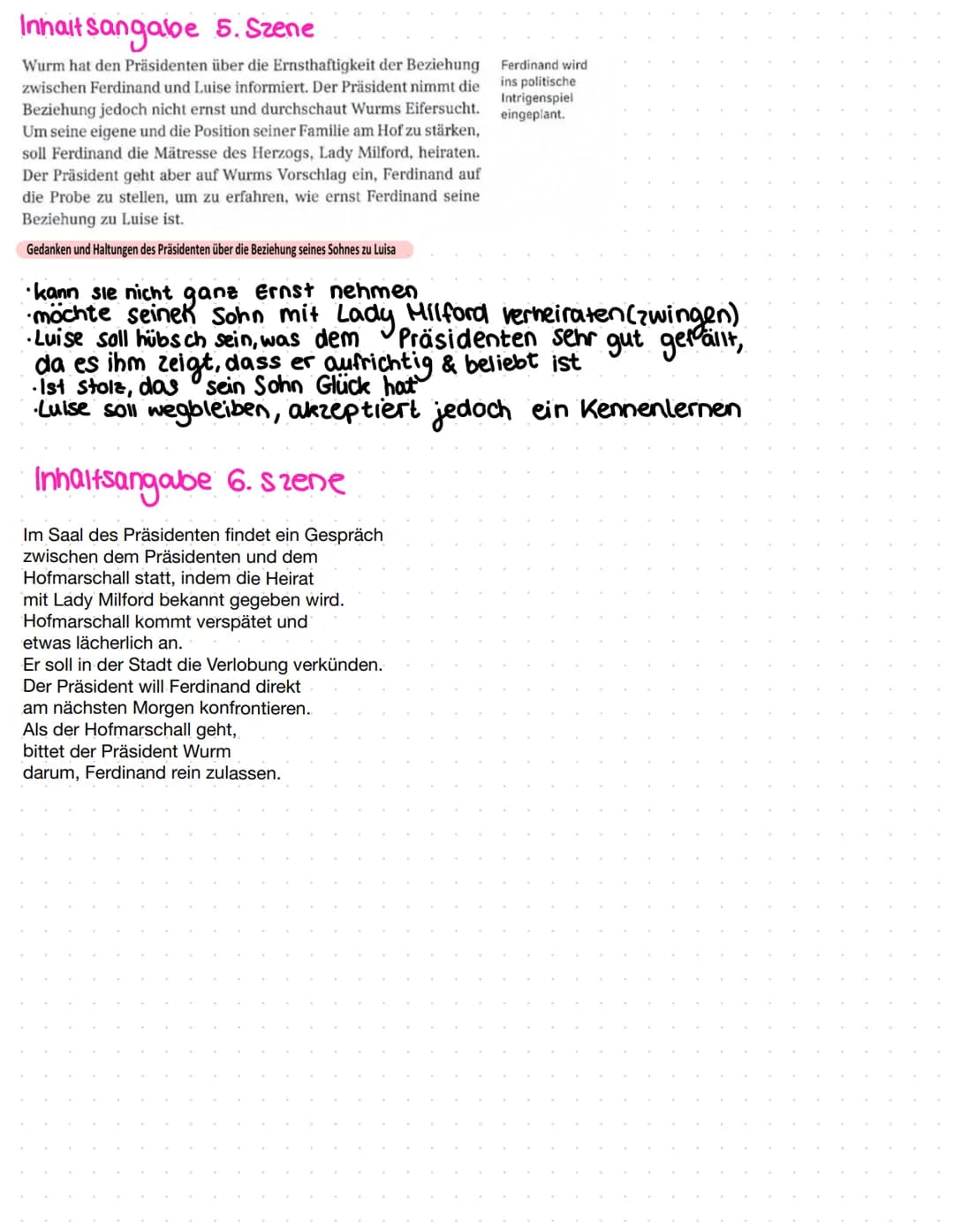 kabale und siebe 4. Akt
Kurze zusammenfassungen
SZENE 4: Ferdinant hält im Saal des Präsidenten einen Monolog.
21.02.2021
Er hat den Anspruc