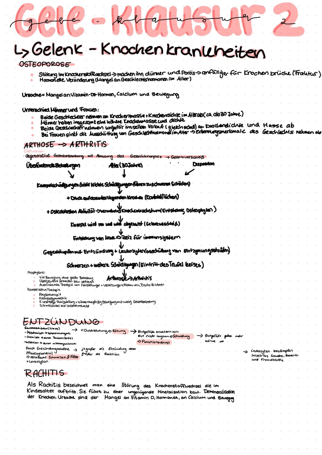 # Gele-Klausur 2
## L↳ Gelenk - Knochen krankheiten
### OSTEOPOROSE
Störung Im Knochenstoffwechsel -> machen ihn dünner und Porös -> anfäll