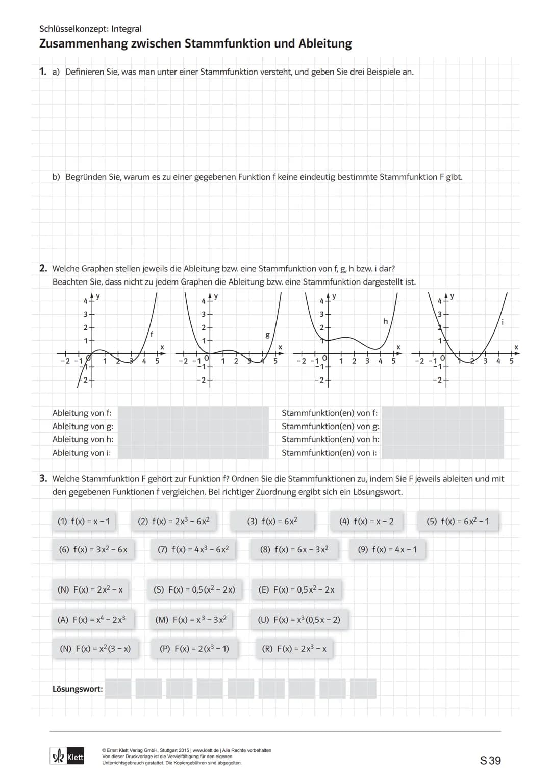 # 3. Mathe klausur Q 1.2 GK
## Themen:
- Wah: HP, TP, HP
- Funktionsscharen
- Integralrechnen
- Stammfunktionen (inkl. $\sin/\cos/...$ + Um