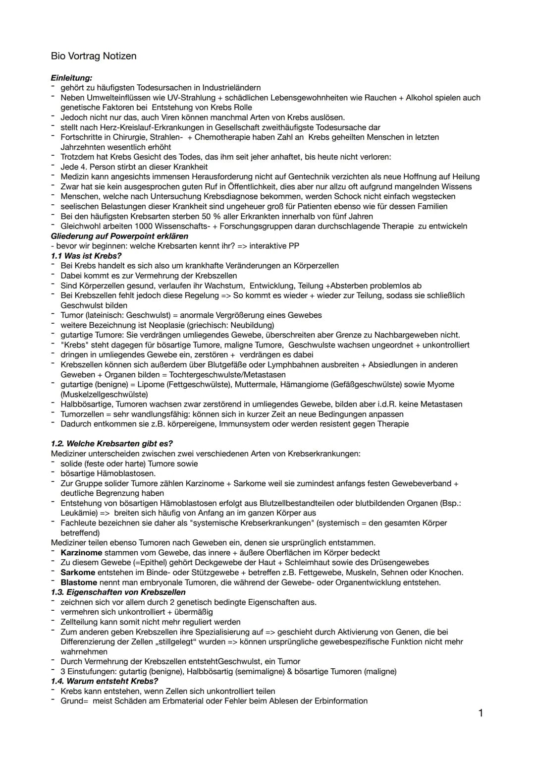 # Biologie LK 12/2
# Handout Krebs
## Definitionen
Referentin: Toja Ahrend
Krebs bezeichnet in der Medizin die unkontrollierte Vermehrung u