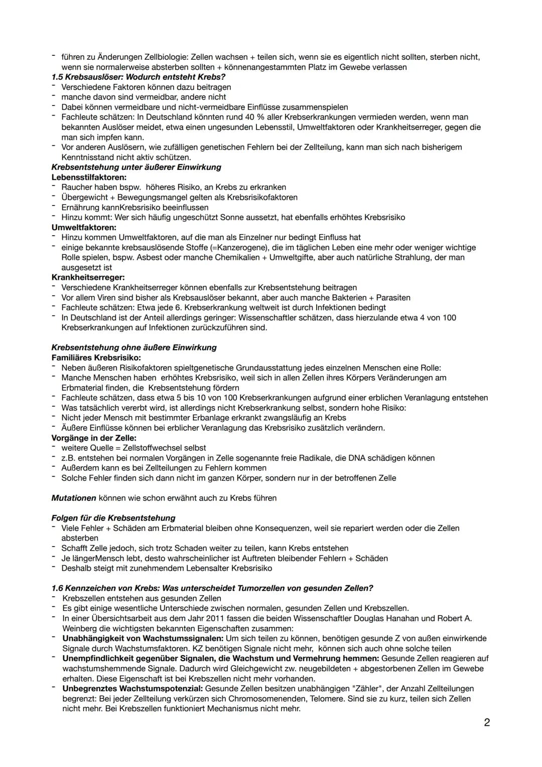 # Biologie LK 12/2
# Handout Krebs
## Definitionen
Referentin: Toja Ahrend
Krebs bezeichnet in der Medizin die unkontrollierte Vermehrung u