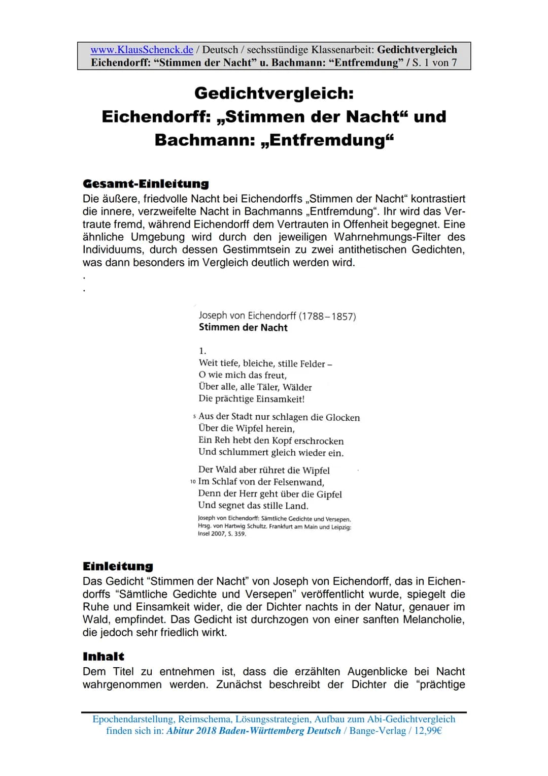<p>Die Seite <a href="http://www.KlausSchenck.de">www.KlausSchenck.de</a> bietet Übungsmaterial zur Analyse und Interpretation von Lyrik mi