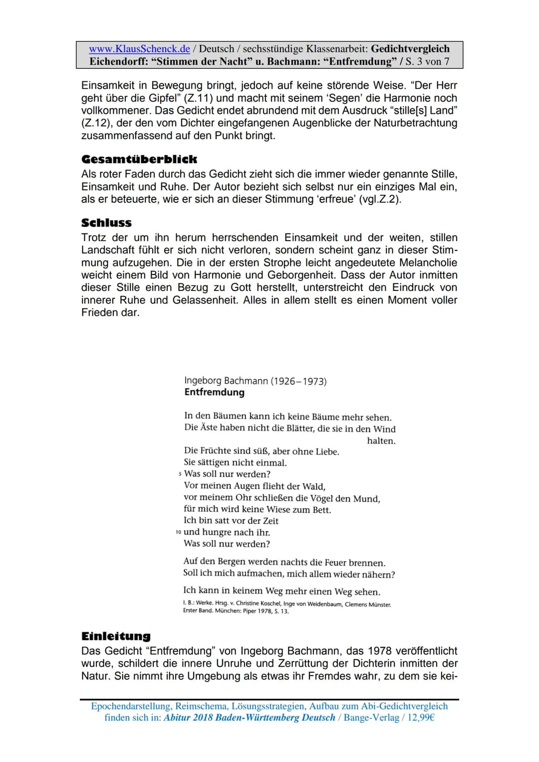 <p>Die Seite <a href="http://www.KlausSchenck.de">www.KlausSchenck.de</a> bietet Übungsmaterial zur Analyse und Interpretation von Lyrik mi