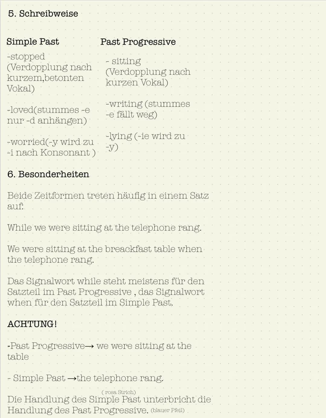 # Simple Past & Past Progressive
- Gegenüberstellung
## 1. Verwendung
### Simple Past
- Handlungen sind in der Vergangenheit abgeschlossen