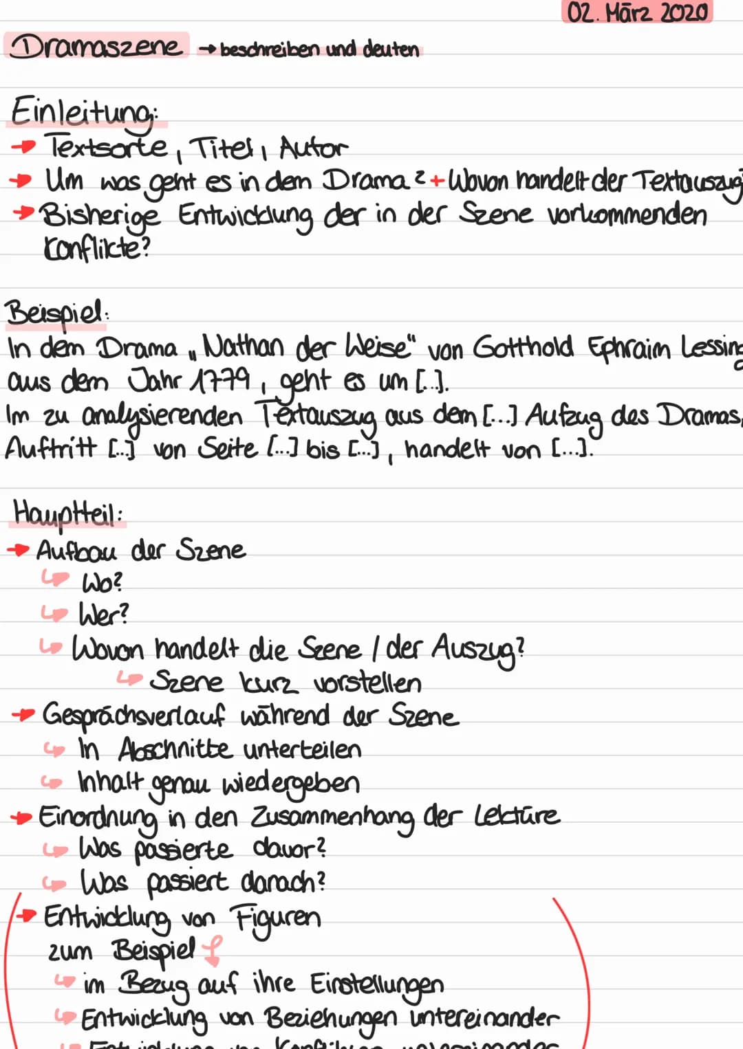 02. März 2020
## Dramaszene → beschreiben und deuten
### Einleitung:
- Textsorte, Titel, Autor
- Um was geht es in dem Drama ? + Wovon han