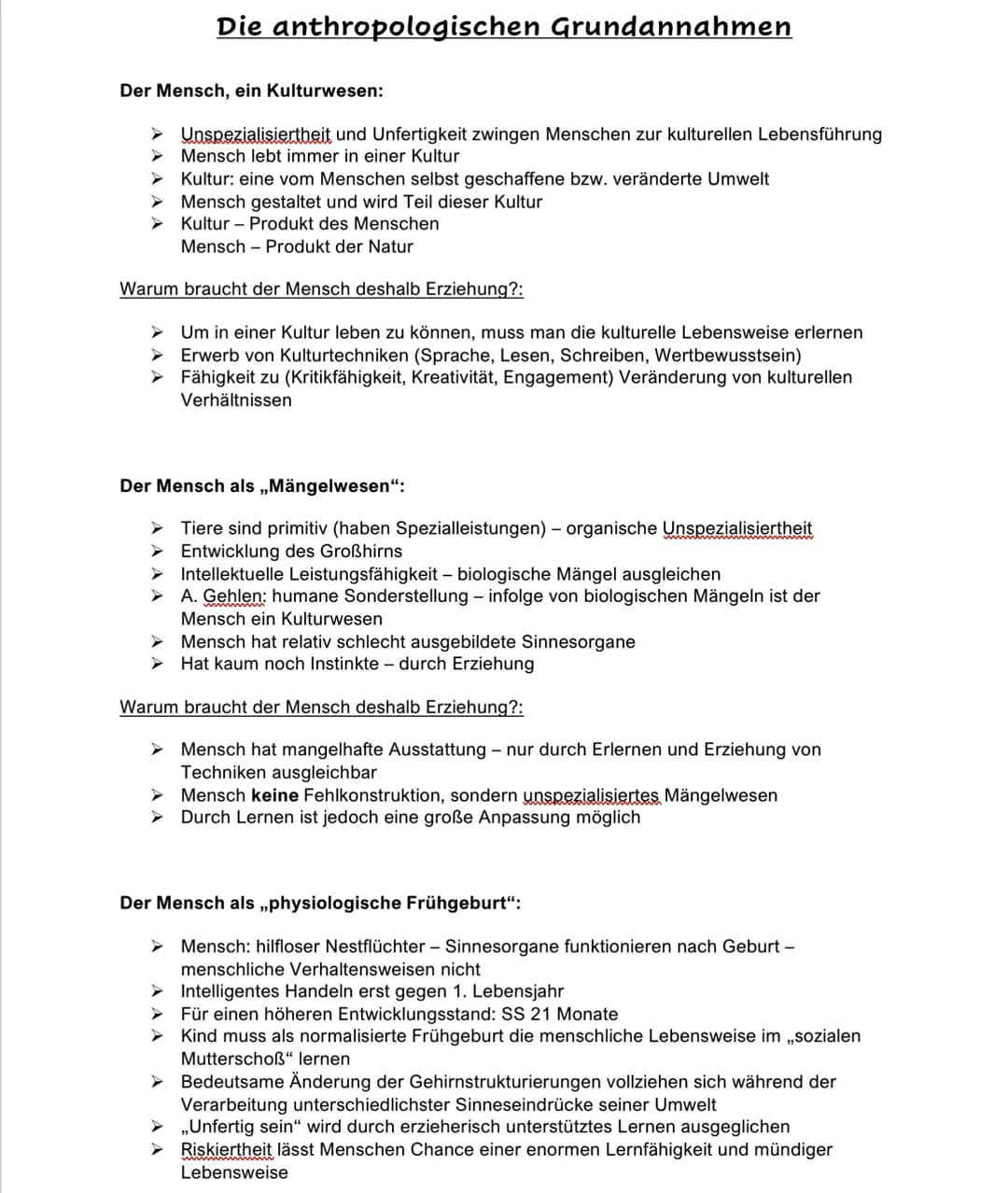 # Verständnis von Anthropologie und Erziehung
## Definition des Begriffs „Anthropologie“:
- Wissenschaft des Menschen
- Untersucht Wesen Me