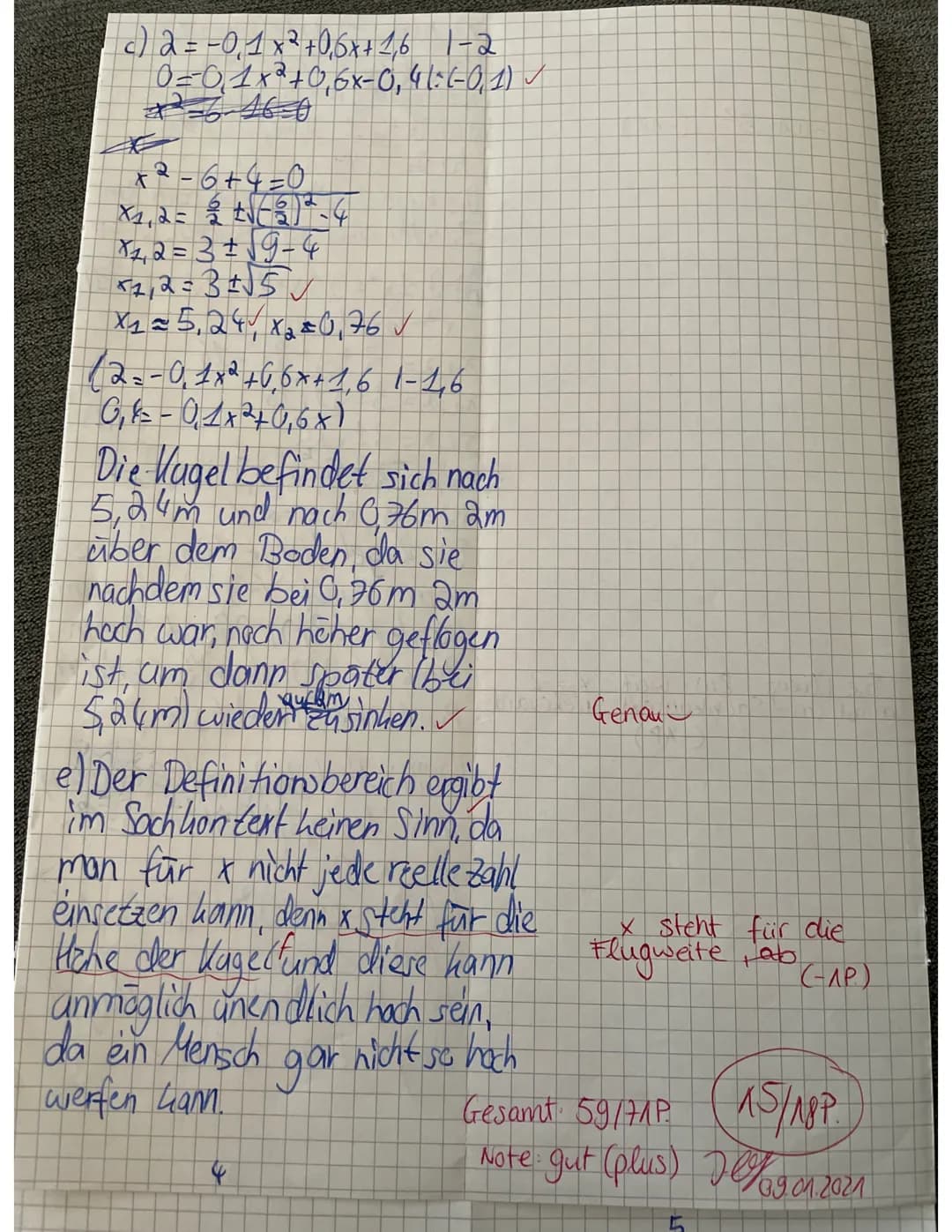 ## 2. Klausur in Mathematik
### 1. Teil: Hilfsmittelfrei
- Bearbeite diesen Teil der Klausur ohne den GTR und ohne Formelsammlung! Du hast d