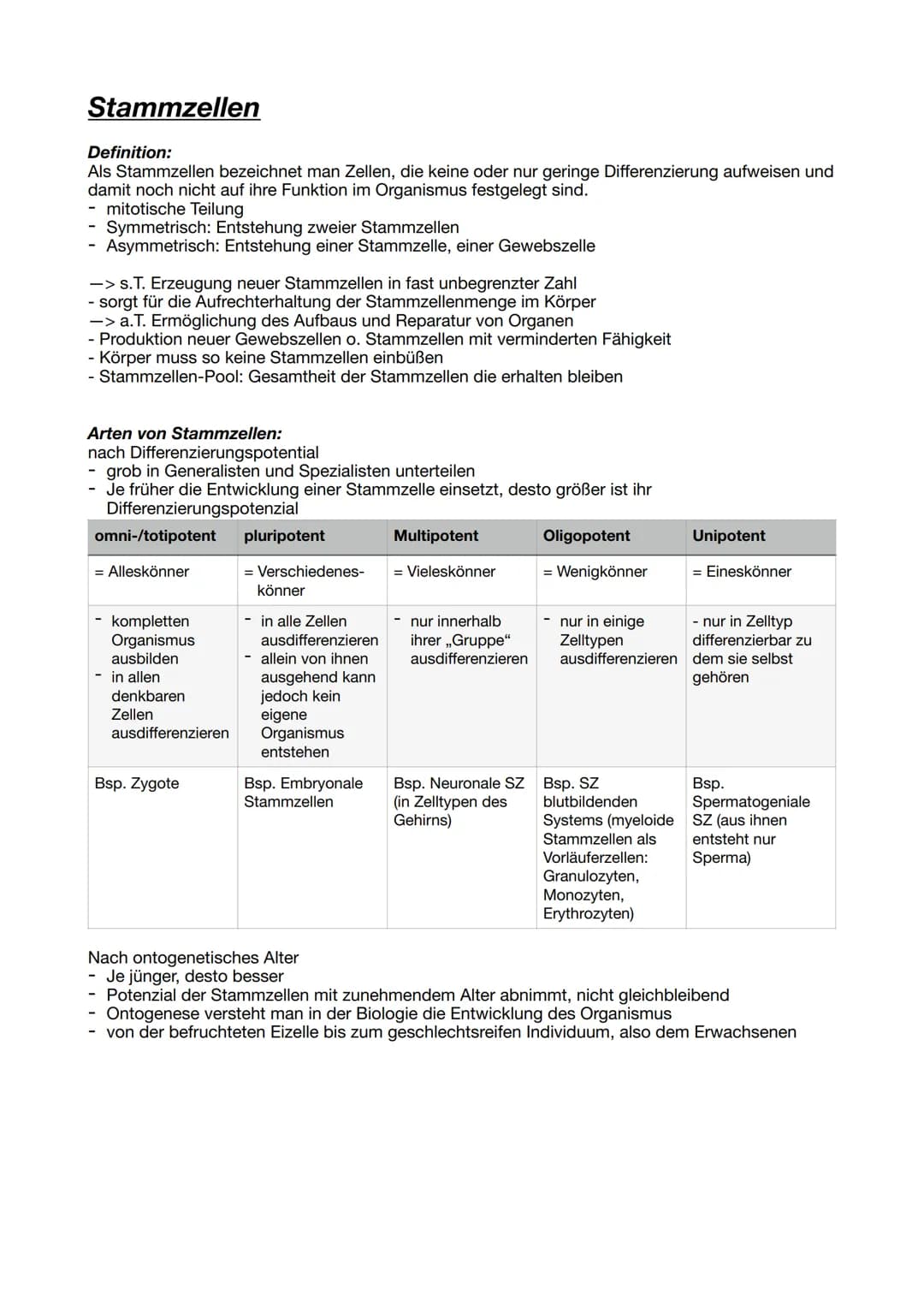 Xenia
12.1 Biologie
# Stammzellen und Stammzellforschung
## Definition und Besonderheiten
Als Stammzellen bezeichnet man Zellen, die keine o
