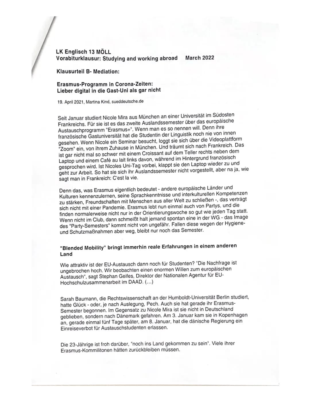 danken fürs
beilegen
Michelle Kaminski
rhetorical and Stylistic devices
LK Englisch 13 MÖLL
Vorabiturklausur: Studying and working abroa