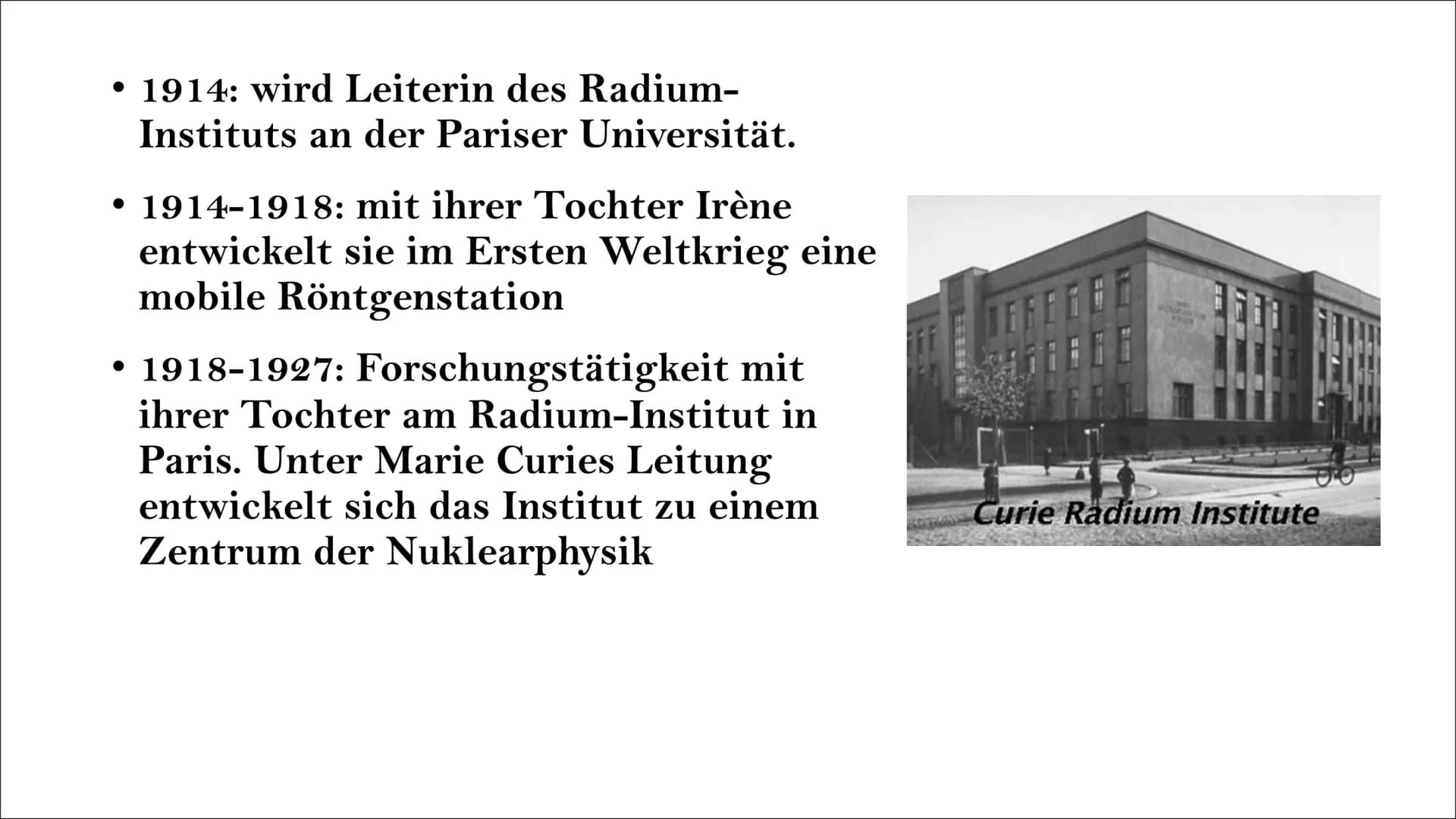 - Marie Curie
- 07.11.1867: wird in Warschau geboren
- 1891: folgt ihrer Schwester nach Frankreich
- 1895: heiratet Pierre Curie
- 1896: - i