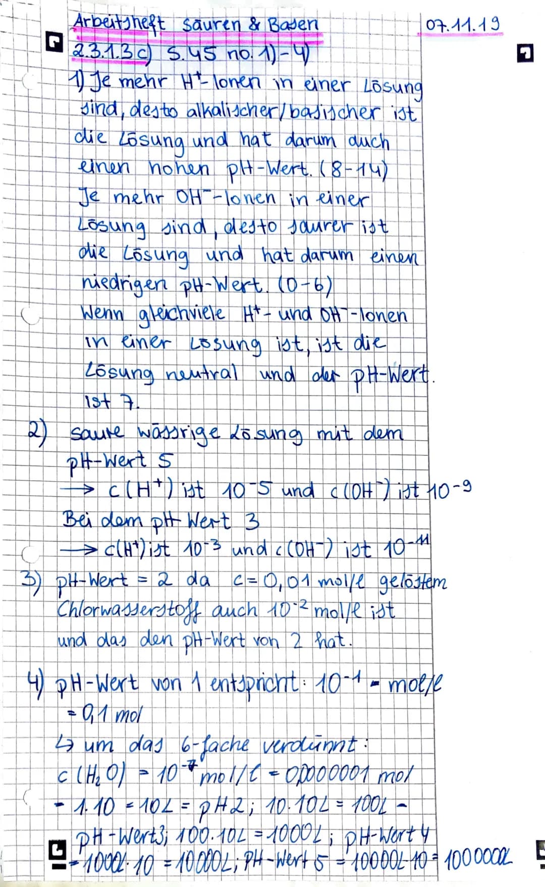 15.09.-
# Definition von Säuren u. Basen
nach Arrhenius:
Sind Säuren Stoffe, die bei
Dissoziation in wässriger Lösung
Wasserstoff-Ionen absp