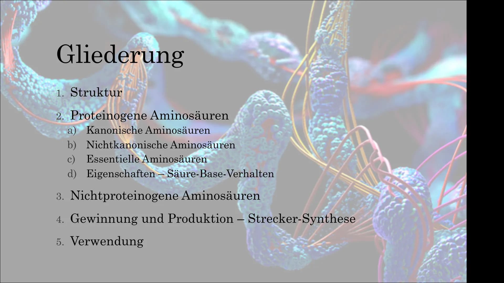 # Aminosäuren
## Struktur
- Hat mindestens 2 C-Atome haben
- Zählen beginnt immer beim Carboxy-C-Atom
- Klassen je nach der relativen Stell