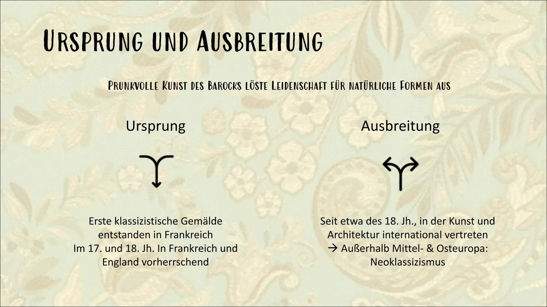 KLASSIZISMUS # GLIEDERUNG
- Begriffserklärung
- Einordnung in die Kunstgeschichte
- Ursprung und Ausbreitung
- Wichtigste Vertreter und Werk