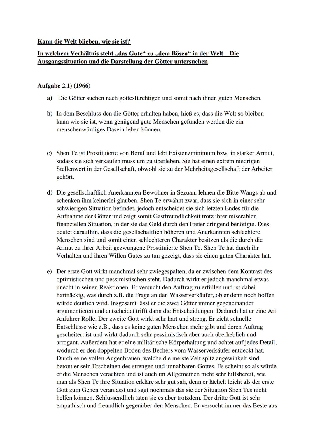 # Kann die Welt blieben, wie sie ist?
## In welchem Verhältnis steht „das Gute" zu „dem Bösen" in der Welt – Die Ausgangssituation und die D