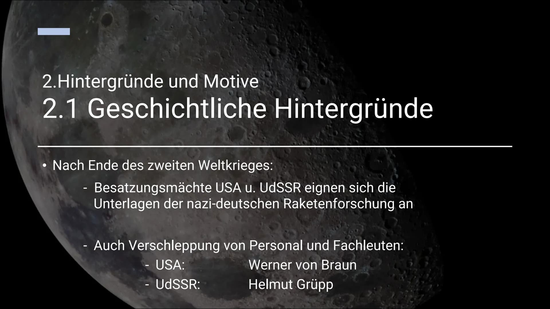 # Handout Space Race
## Definition:
"Wettbewerb des 20. Jahrhunderts zwischen zwei Rivalen des Kalten Krieges, den Vereinigten Staaten und