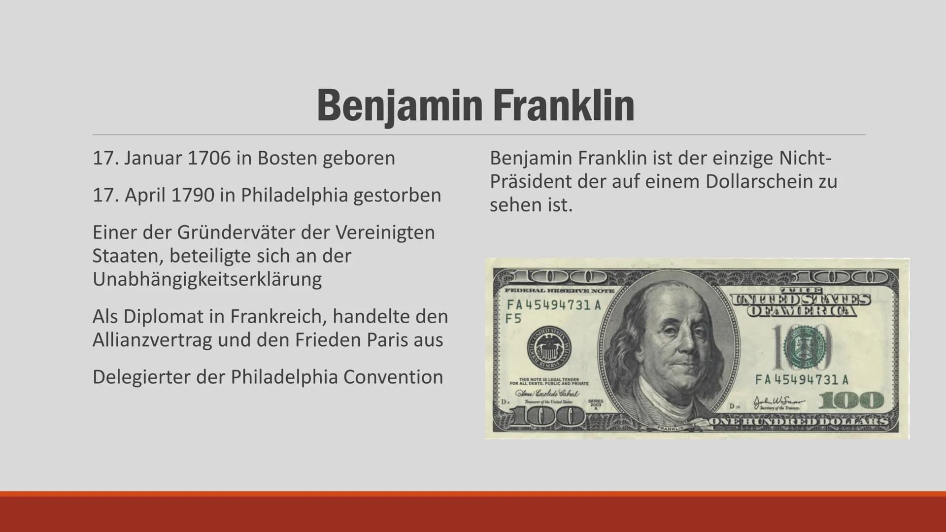 Benjamin Franklin
und die Erfindung
des Blitzableiters # Gliederung
- Das Leben von Benjamin Franklin
- Die wichtigsten Erfindungen/Entdecku