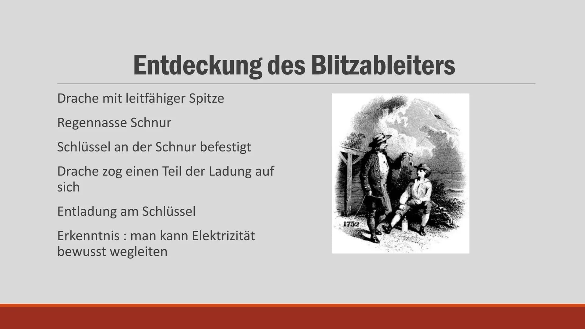 Benjamin Franklin
und die Erfindung
des Blitzableiters # Gliederung
- Das Leben von Benjamin Franklin
- Die wichtigsten Erfindungen/Entdecku