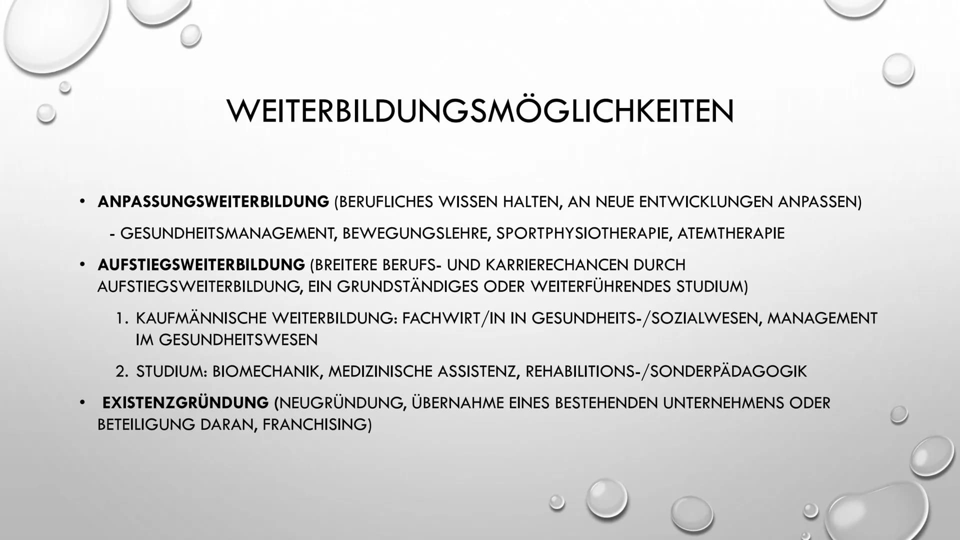 PHYSIOTHERAPEUT/IN # GLIEDERUNG
- I. NOTWENDIGE INTERESSEN, VORAUSSETZUNGEN
- II. WIE WERDE ICH PHYSIOTHERAPEUT?
- III. SPÄTERE ARBEITSMÖGL