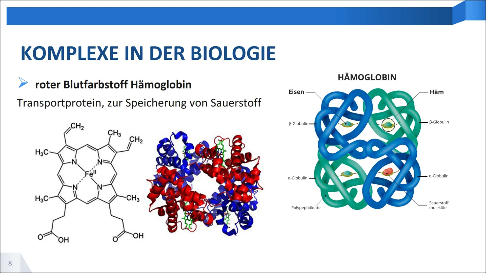 BEDEUTUNG VON
KOMPLEXVERBINDUNGEN ## GLIEDERUNG DES VORTRAGS
* Wiederholung Aufbau Komplexverbindungen
* Komplexverbindungen zum Nachweis v