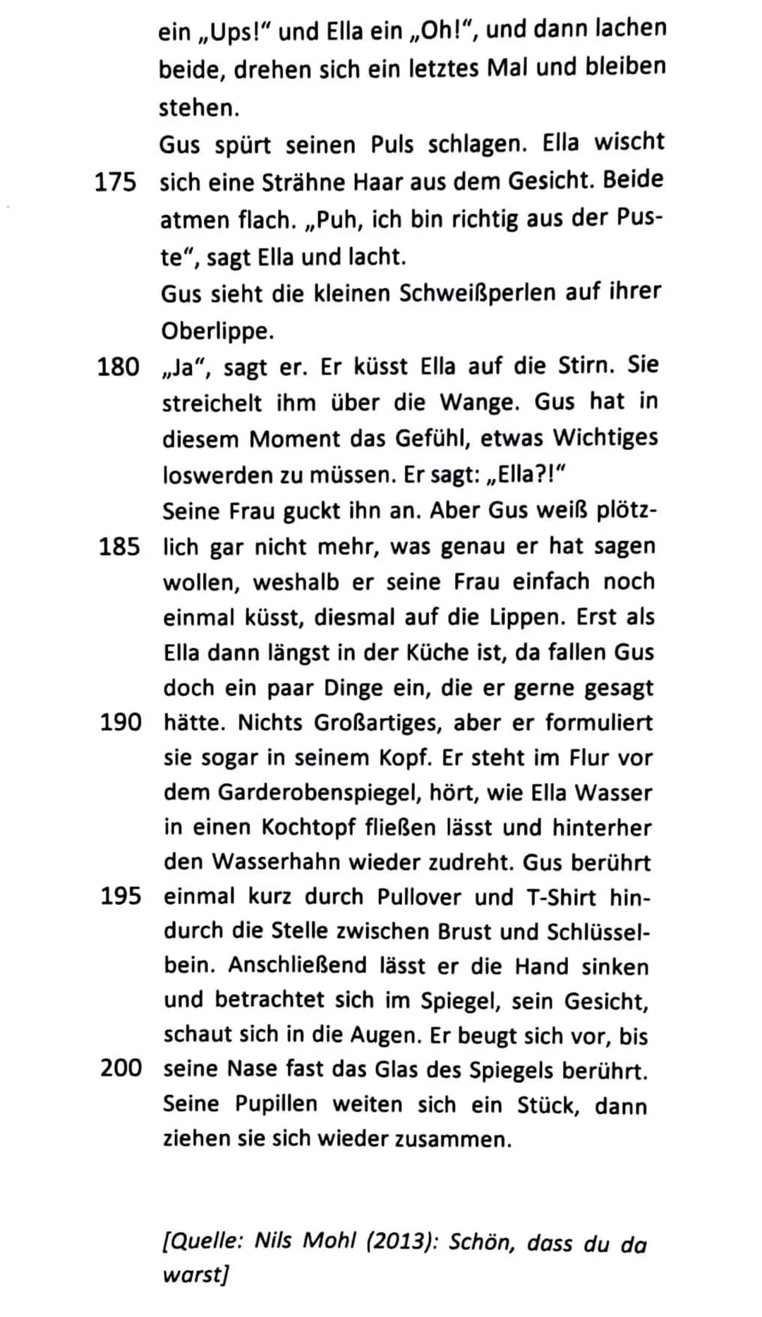 # Nils Mohl: Tanzen gehen (2006)
Er steht im Badezimmer vor dem Spiegel, öff- sich stumm und wie immer ratlos, was seine Frau an dieser Art