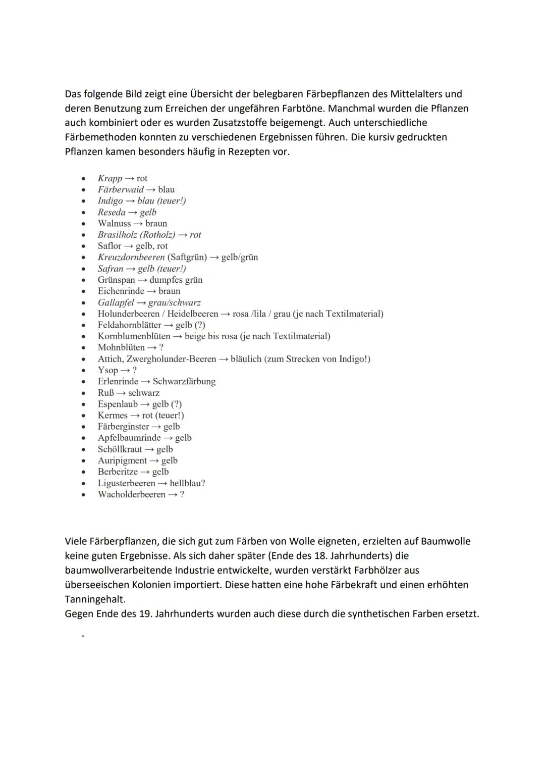 Ergänzung zu dem Thema: Alte Färbemethoden
Aljosha Kamp Chemie 13. Klasse 06.02.2021
Ergänzung der Bereiche:
* 1. Welche Arten von Färbemeth