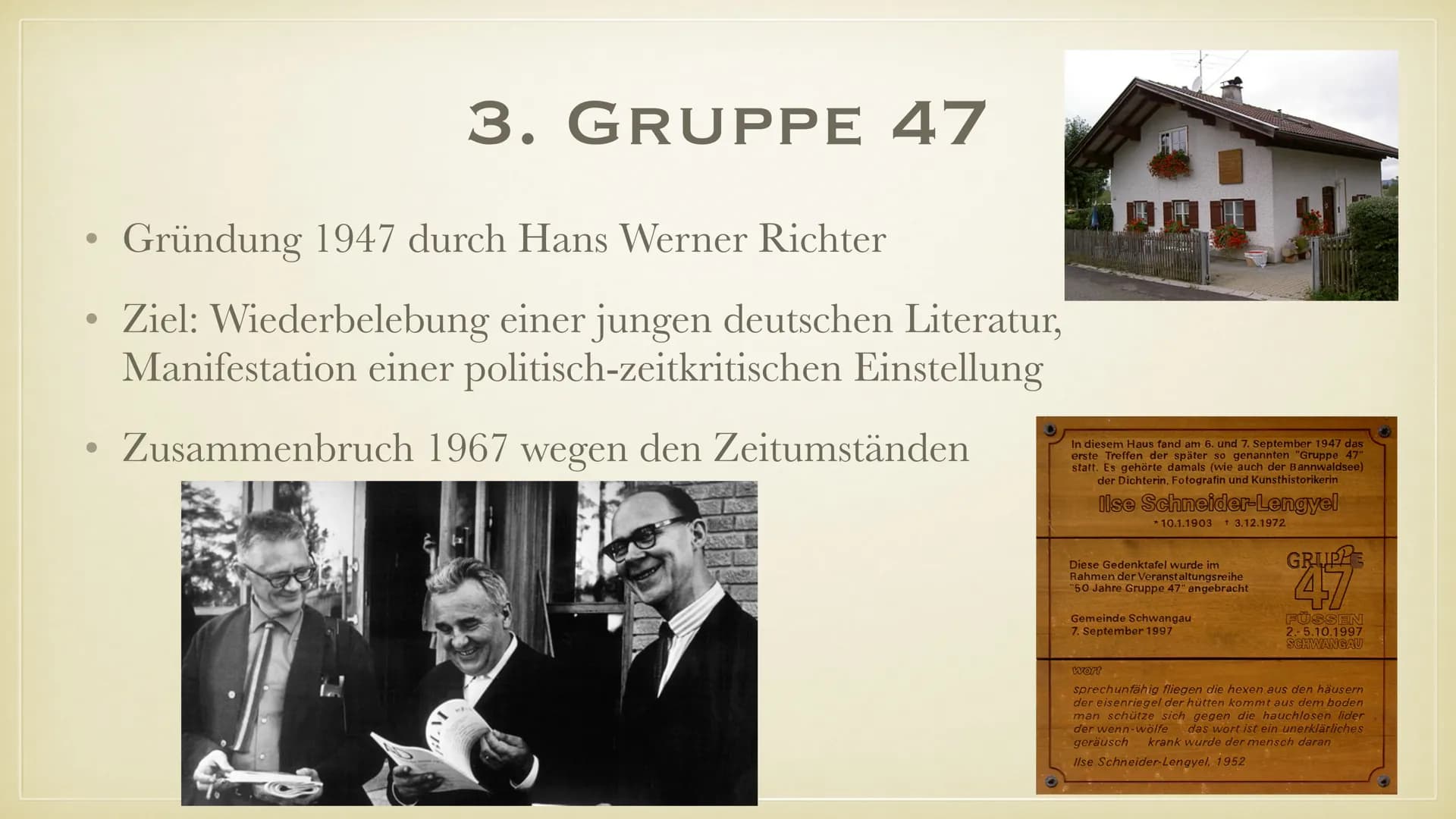# Die Literatur in der BRD (1945-1989)
## Historischer Einblick:
- : Ende des Zweiten Weltkrieges mit der bedingungslosen Kapitulation Deut