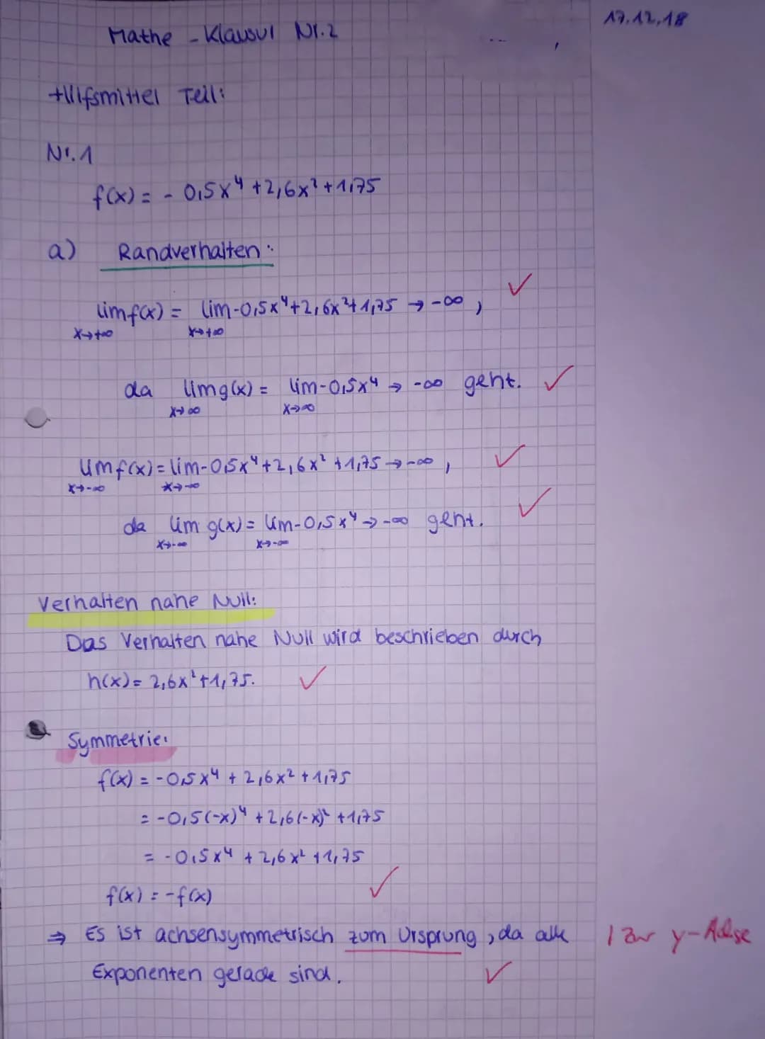 # Mathematik
Name:
Klausur Nr.2 | 18/19
Thema:
Datum:
Klasse:
Hilfsmittelfreier Teil (30 Min)
17.12.18
EF M G2
## Hilfsmittelfreier Teil
Be