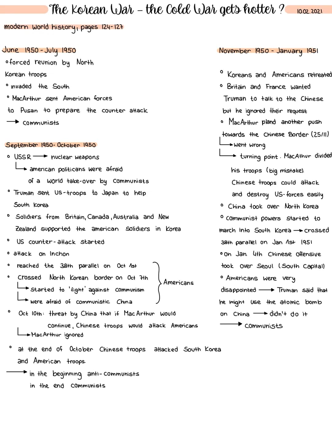 # The Korean War - the Cold War gets hotter?
modern World history, pages 124-127
10.02.2021
## June 1950-July 1950
- forced reunion by Nort