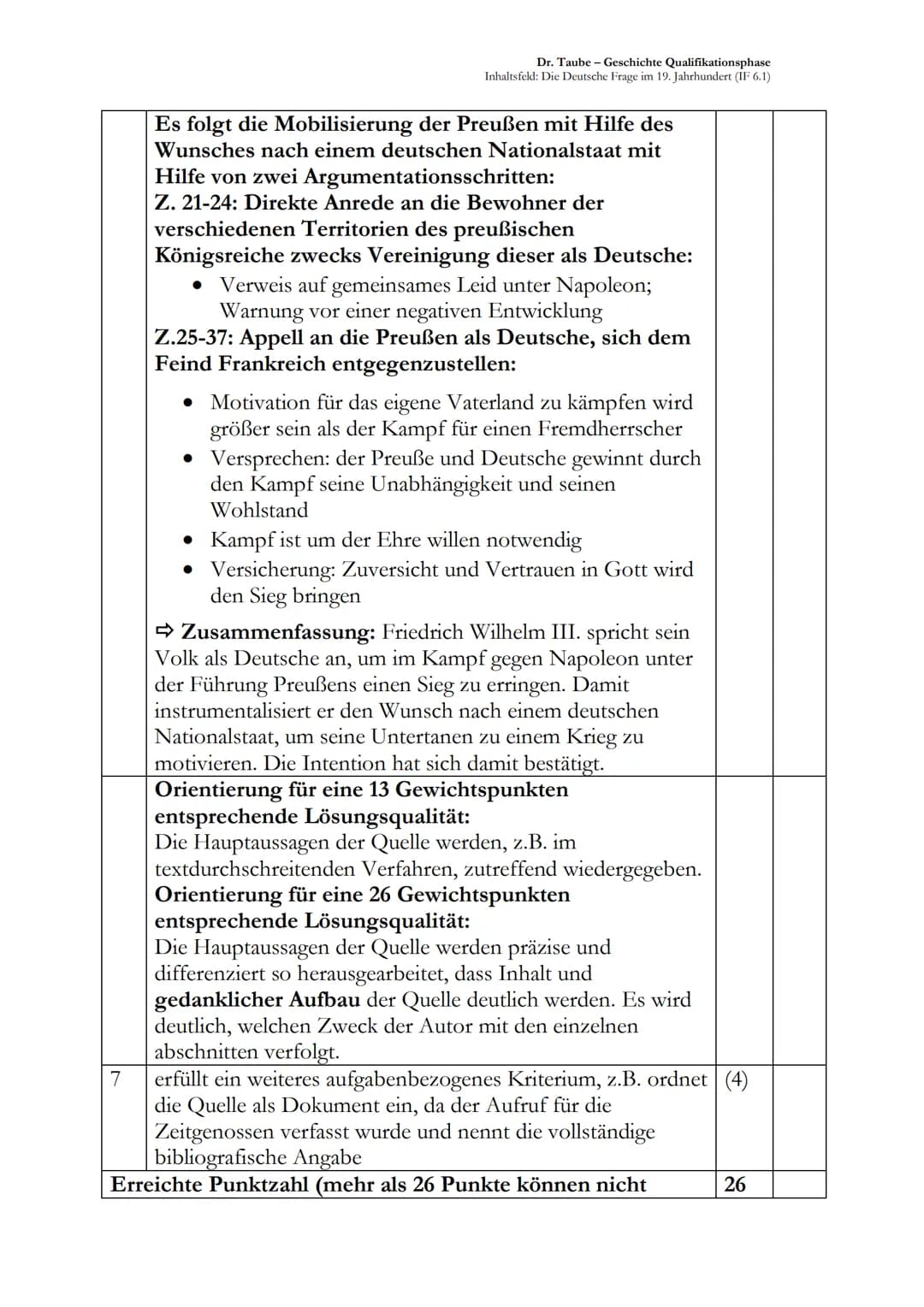 Dr. Taube–Geschichte Qualifikationsphase
Inhaltsfeld: Die Deutsche Frage im 19. Jahrhundert (IF 6.1)
# Übungsklausur zum Inhaltsfeld 6.1
N