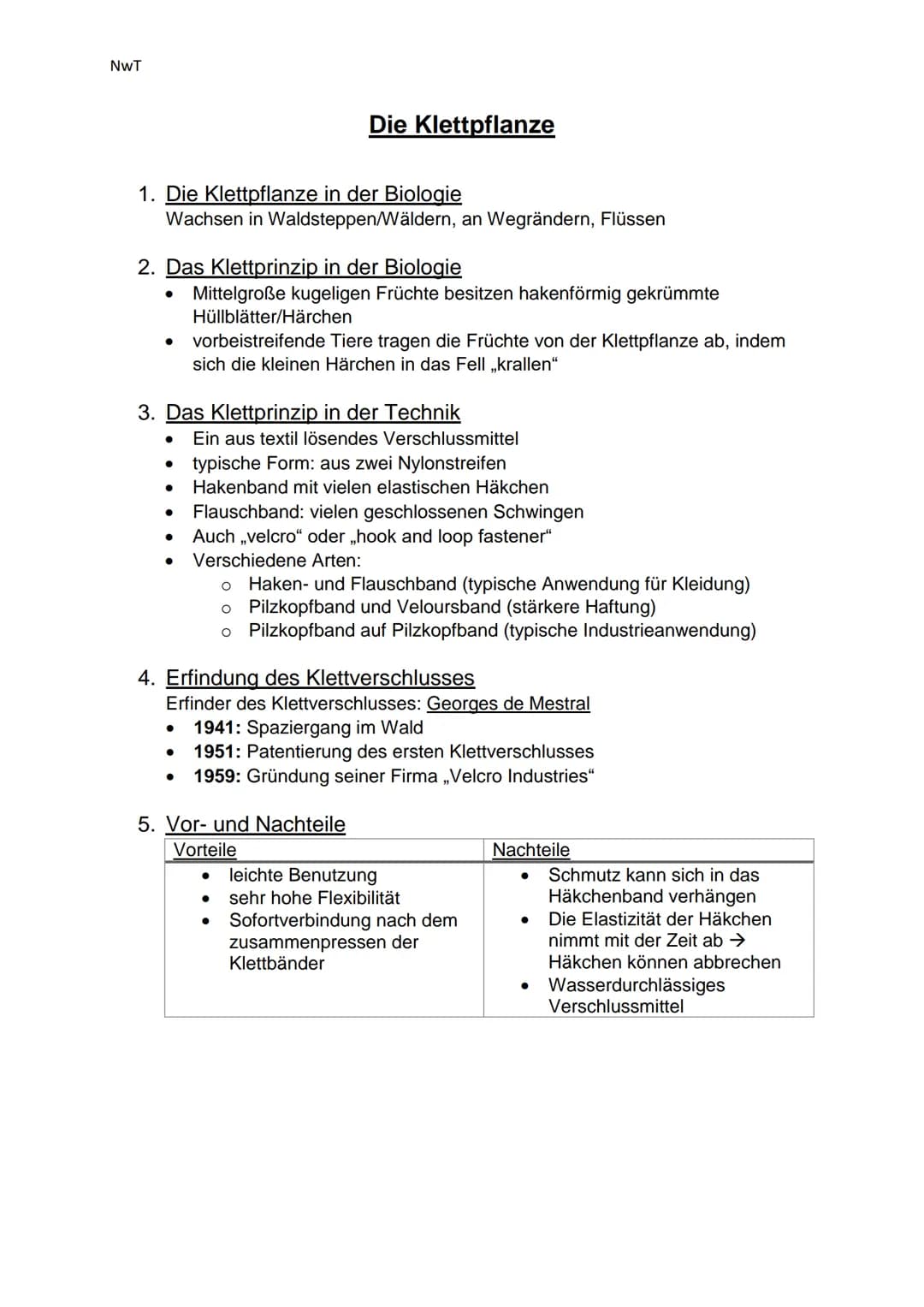 NwT
# Die Klettpflanze
## 1. Die Klettpflanze in der Biologie
Wachsen in Waldsteppen/Wäldern, an Wegrändern, Flüssen
## 2. Das Klettprinz