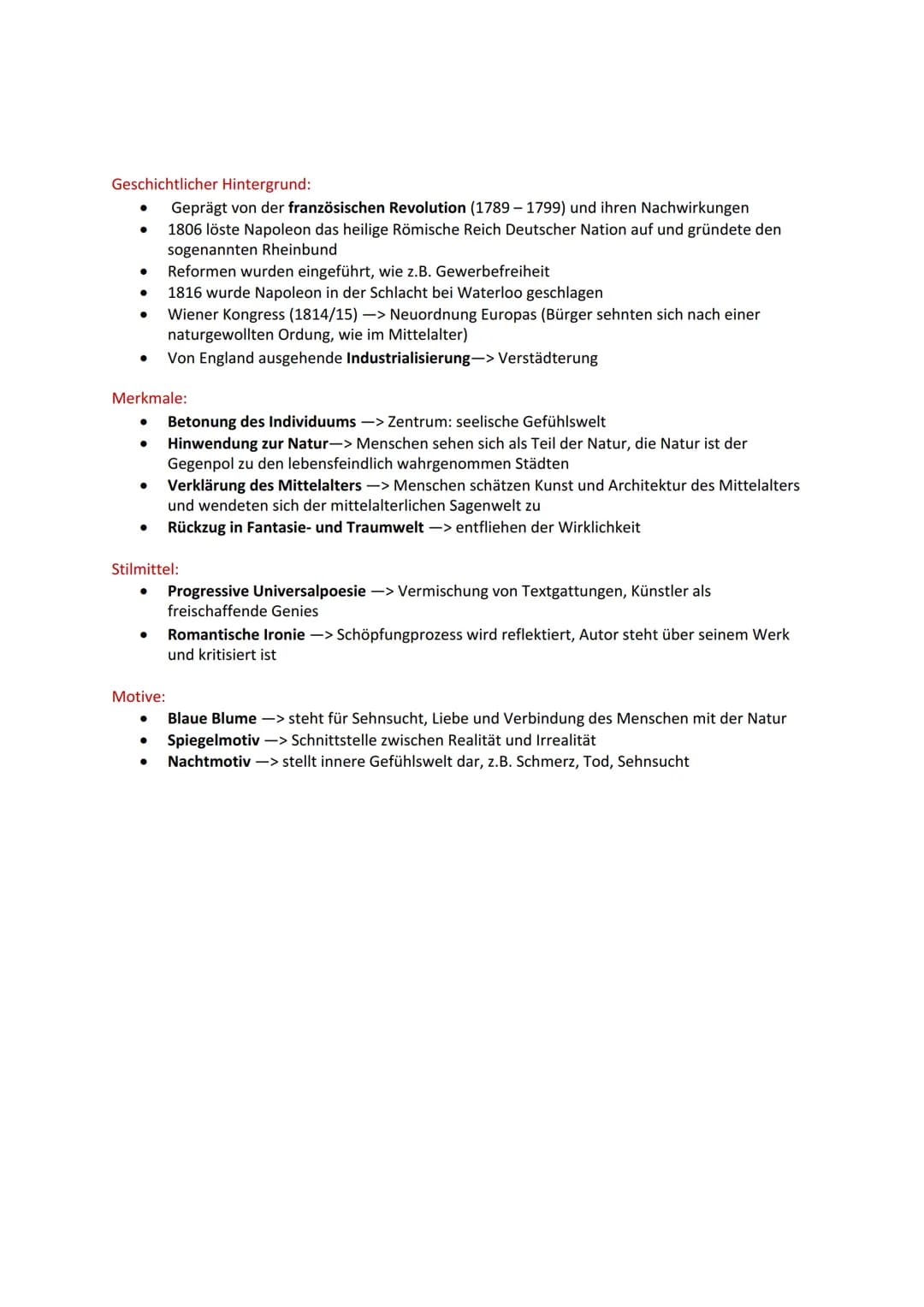 # Handout Romantik
## Allgemeines zur Literaturepoche:
- Ging vom Ende des 18. Jhdt. Bis weit in das 19. Jhdt. (1795-1848)
- Reaktion und *