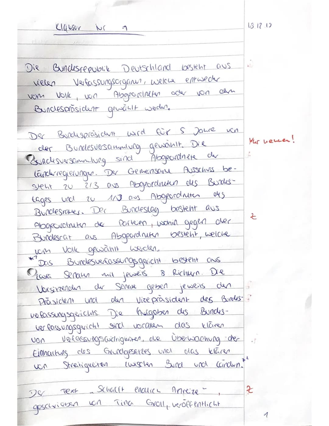## 1.Klausur Sozialwissenschaften (EF)
Name: Joharina
Datum: 18.12.19
Thema: Die Verfassungsorgane der Bundesrepublik Deutschland
### Auf