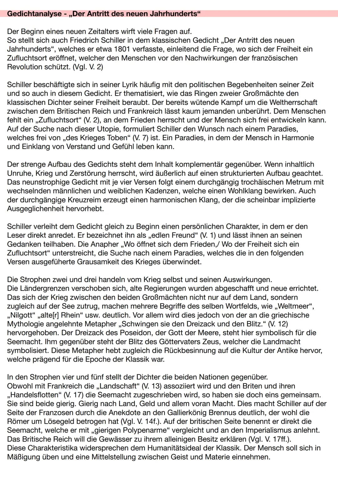 # Lernzettel: Gedicht analyse Weimarer Klassik
## Analyse und Interpretation:
- Einleitung:
- Aufhänger
- Autor
- Titel
Entstehungszei