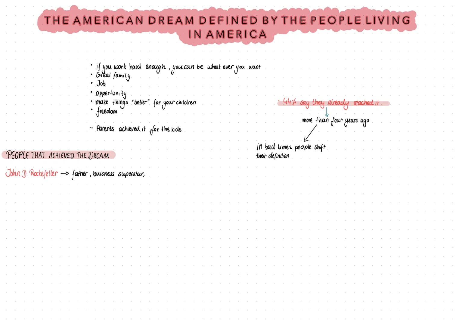 <p>The American Dream is often referred to as the belief that the United States is a country of unlimited opportunities, where individuals