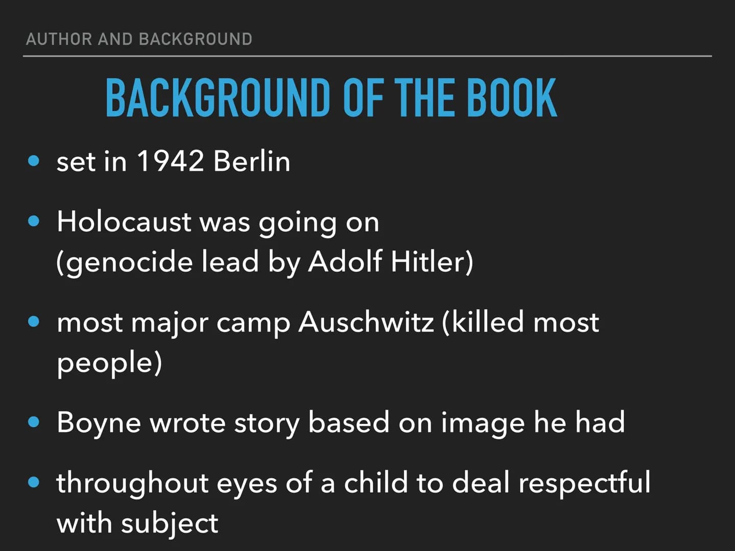 The Boy
in the
Striped
Pyjamas
A YOUNG
ADULT NOVEL
ABOUT THE HOLOCAUST
JOHN BOYNE STRUCTURE
# STRUCTURE
* general information
* author a
