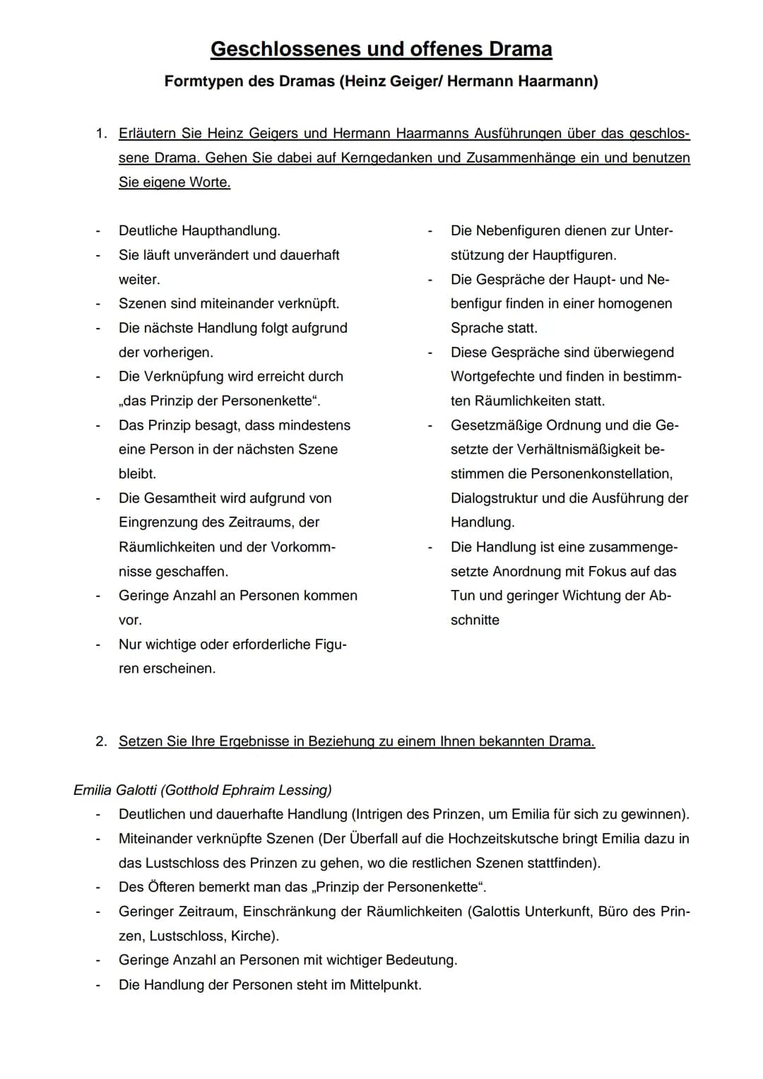 # Geschlossenes und offenes Drama
Formtypen des Dramas (Heinz Geiger/ Hermann Haarmann)
3. Recherchieren Sie, was im Gegensatz zum geschlos