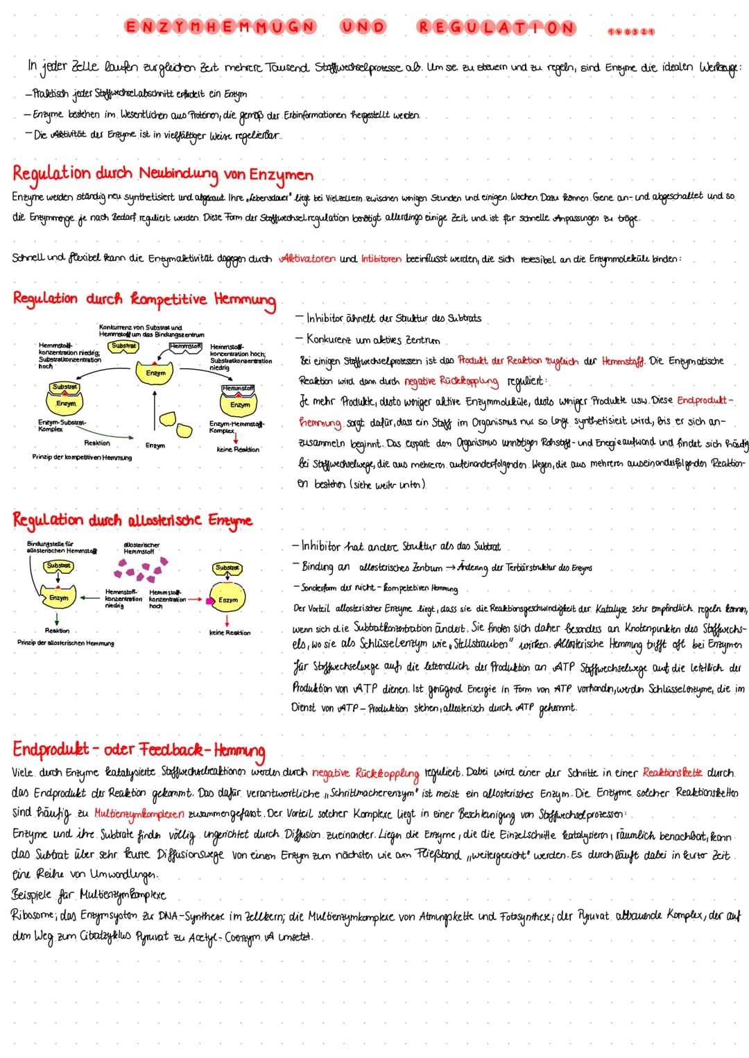 # Verschiedene Arten der Hemmung
## reversible Hemmung
Der Inhibitor bindet vorübergehend an das Enzym und kann wieder abgespalten werden. D