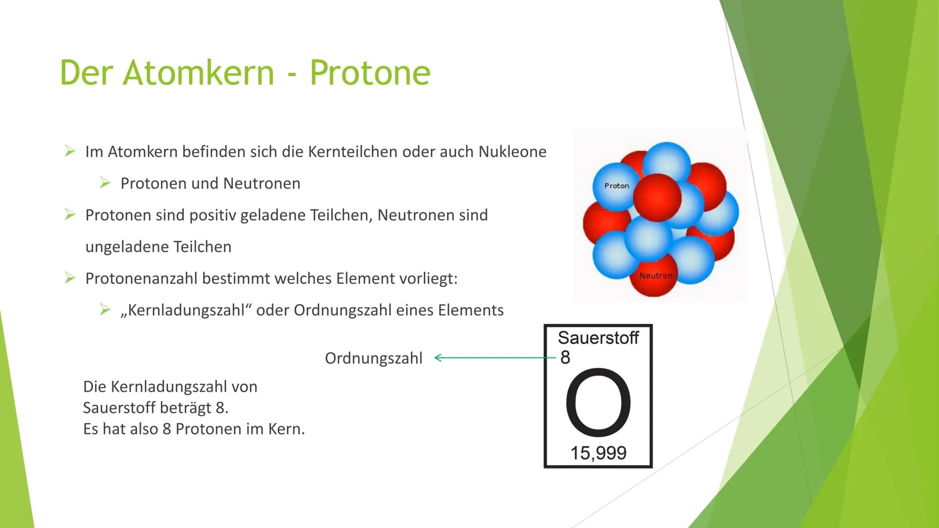 # Atombau
Ein Atom ist der kleinste Baustein von Stoffen. Sie lassen sich mit
chemischen Methoden nicht weiter zerteilen.
Atome besitzen ein