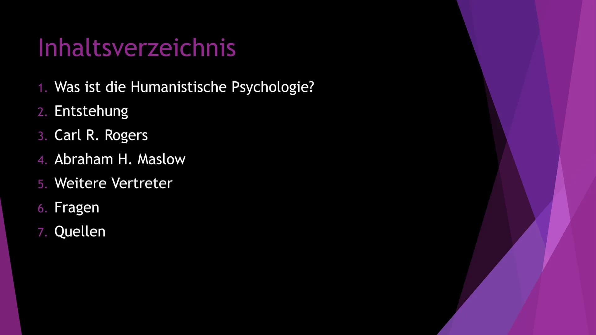 # Psychologie: Humanistische Psychologie
→Die „dritte" Kraft der Psychologie
## Entstehung:
* 60/70er Jahre
* Unzufrieden mit der pessimis
