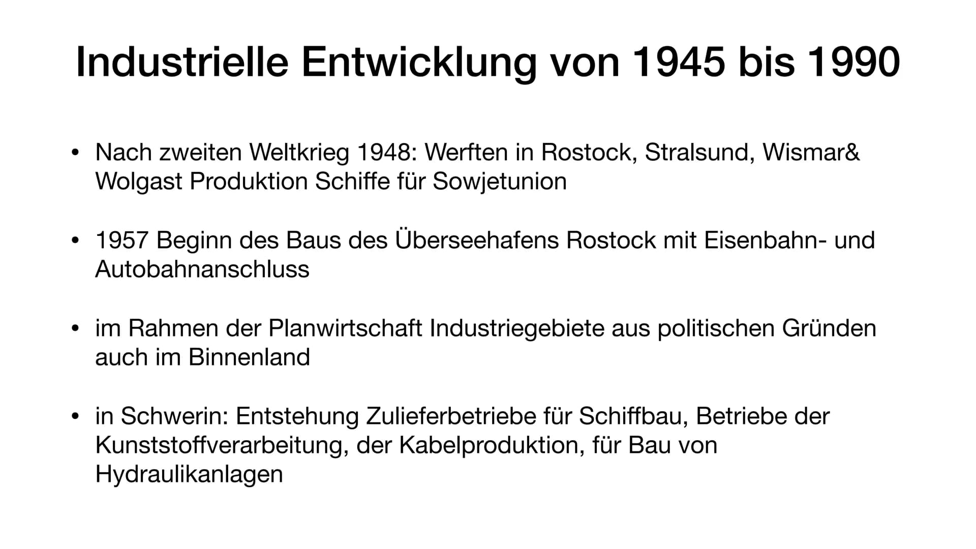 Mecklenburg Vorpommern im Wandel
Eine Präsentation von Emely Plaßhenrich # Gliederung
* Industrielle Entwicklung von 1850 bis 1945
* Industr