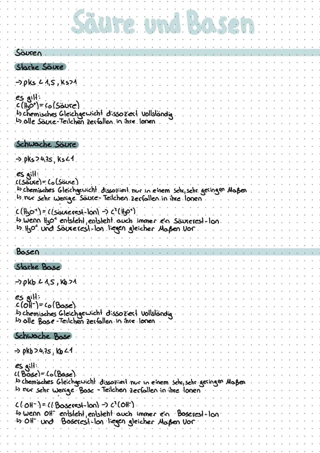 # Säure und Basen
## I. Anorganische Säuren
| Formel der undissoziierten Säure | Name der Säure/sauren Lösg. | Säurerestanion der 1.Protol
