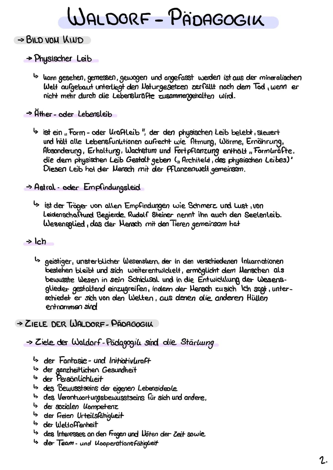 # WALDORF - PÄDAGOGIK
## →BILD VOM KIND
### → Physischer Leib
↳ kann gesehen, gemessen, gewogen und angefasst werden ist aus der mineralis