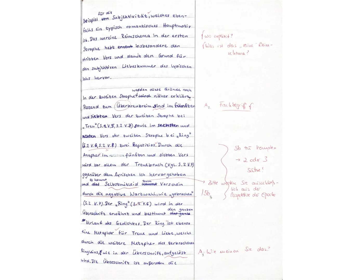 # Erwartungshorizont zur 1. Klausur: Joseph von Eichendorffs „Das zerbrochene Ringlein"
## Der Prüfling...
### ...beginnt seine Ausführung