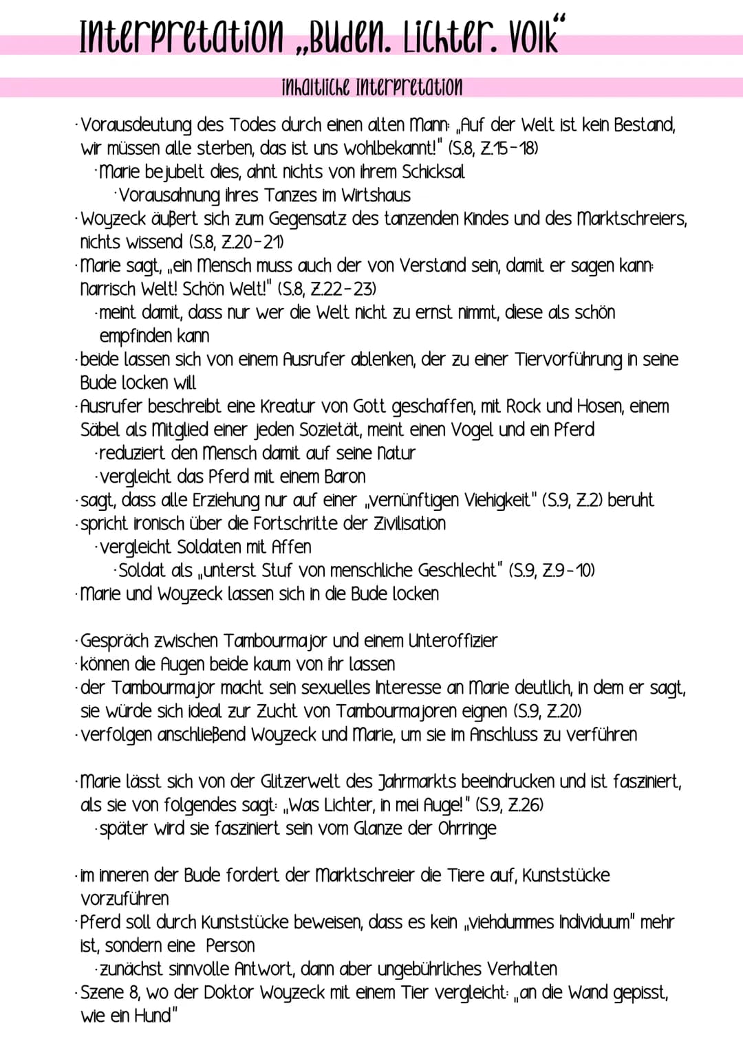 # Ist Woyzeck ein Mörder?
## Stationen auf dem wes zur katastrophe
- Szene 2, Die Stadt: Marie erblickt den Tambourmajor und fühlt sich hi
