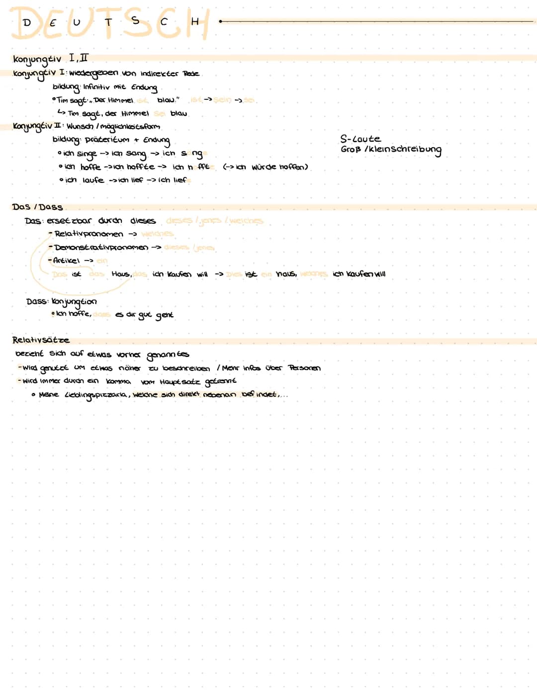 # DEUTSCH
## Konjunktiv I, II
### Konjunktiv I: Wiedergeben von indirekter Rede
- Bildung: Infinitiv mit Endung
- Tim sagt: „Der Himmel